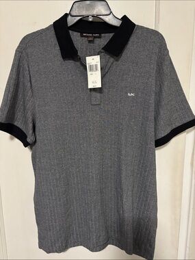 Michael Kors Grey Polo with Black Collar and Sleeve Trim